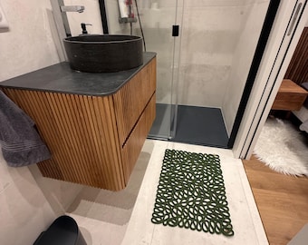 Handgefertigter Badteppich, moderner Teppich im Seildesign, hergestellt in Frankreich, Luxusteppich, leichte Fußmassage, Unikat, individuelle Größen und Formen