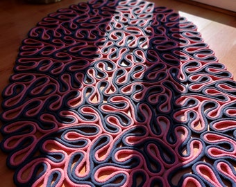 Handgefertigter Seilteppich aus Frankreich, maßgefertigter Teppich, Seilteppich, Teppich für den Wohnbereich, 90 x 140 cm