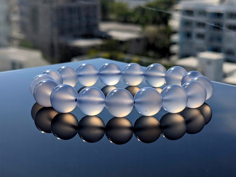 Blue Chalcedony bead bracelet for MEN 12mm shops
