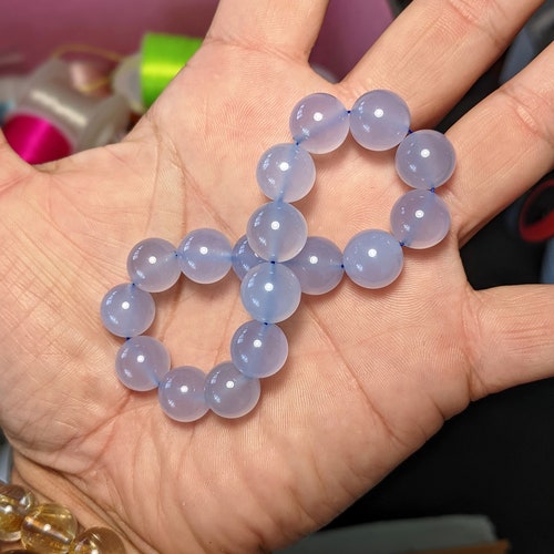 Blue Chalcedony bead bracelet for MEN 12mm shops
