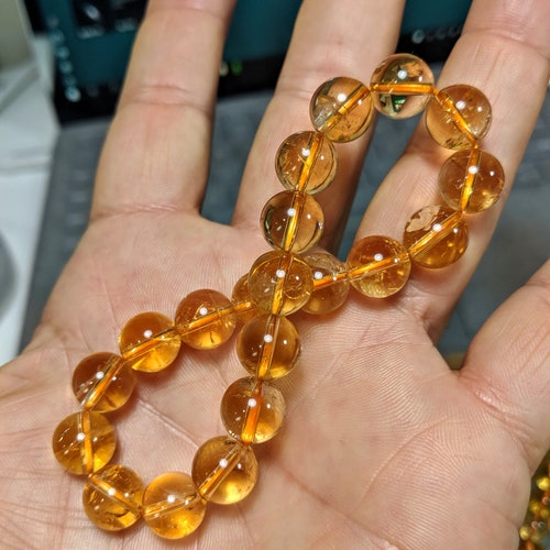 Natural top CITRINE bead bracelet for Men 10mm