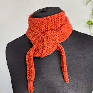 Hand knit red elegant cotton small Sophie scarf