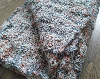 Cozy hand knit wool blanket