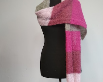 Elegant Pink Hand Knitted Alpaca Scarf