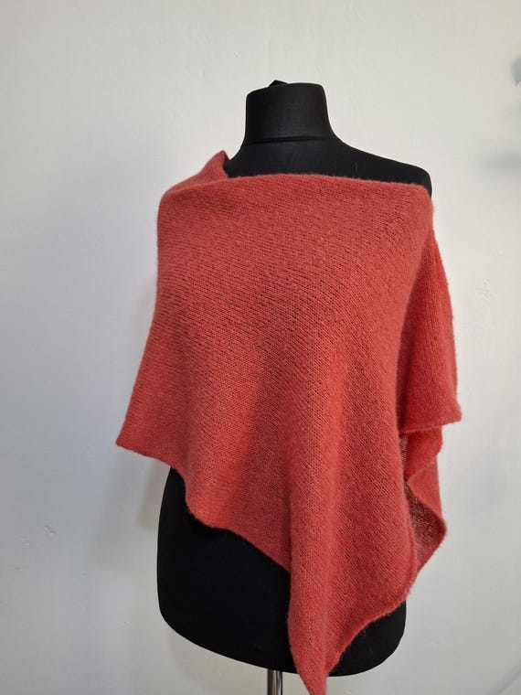 Hand knit alpaca  poncho 45x130cm 30 colors Choose the color for your poncho yourself!