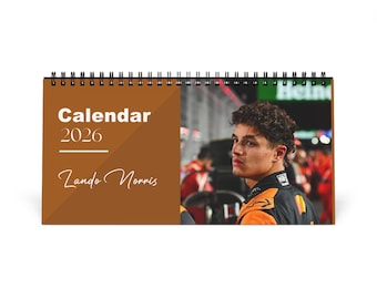 Lando Norris 2026 Desk Calendar | Premium Spiral Bound F1 Star Photo Calendar | High-Quality Fan Gift & Desk Décor