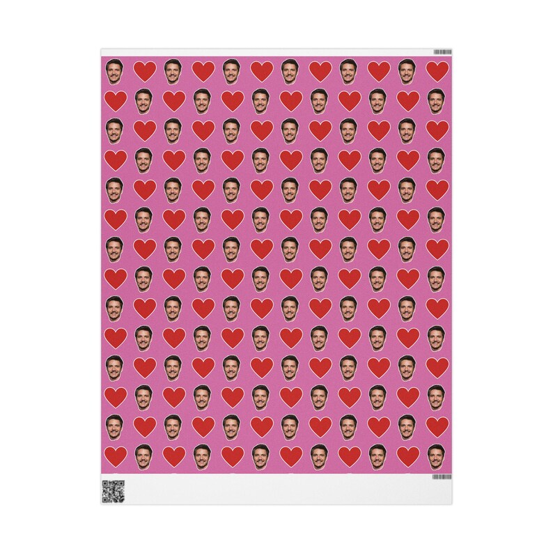 Pedro Pascal Pink Heart Gift Wrap Paper | Cute Actor Face Wrapping Paper | Fun Romantic Gift Wrap for Fans & Special Occasions image 8