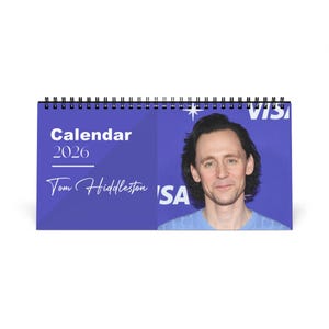 Tom Hiddleston 2026 Desk Calendar | Premium Spiral Bound Celebrity Photo Calendar | High-Quality Fan Gift & Desk Décor