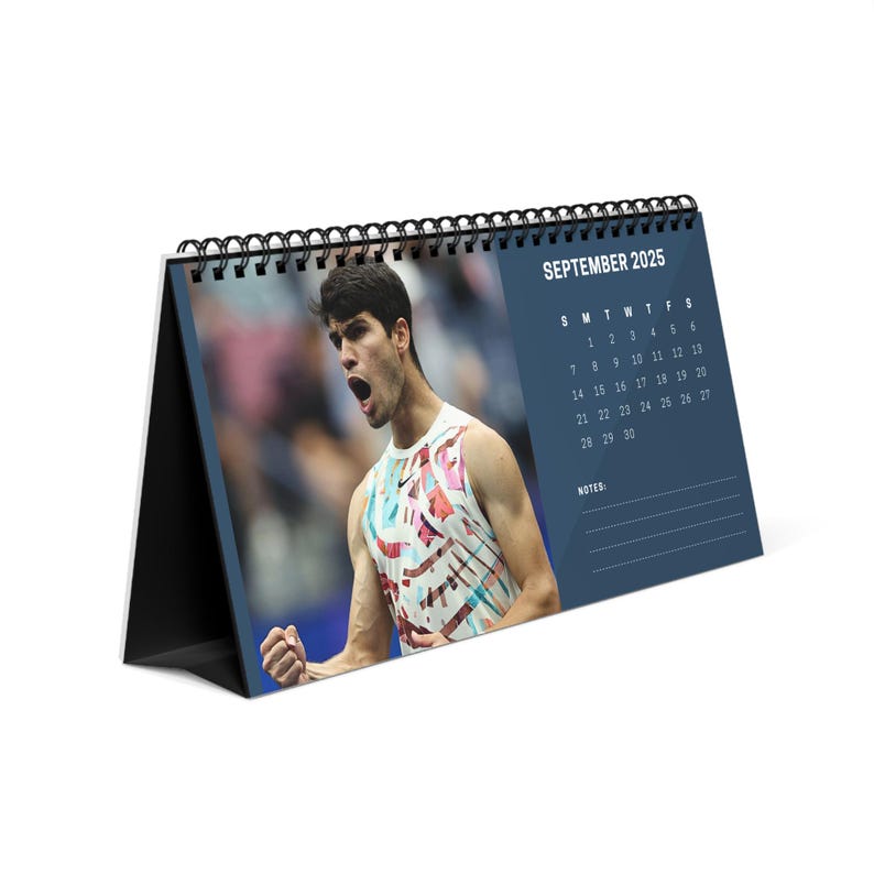 Carlos Alcaraz 2025 Desk Calendar Tennis Star & Grand Slam Champion
