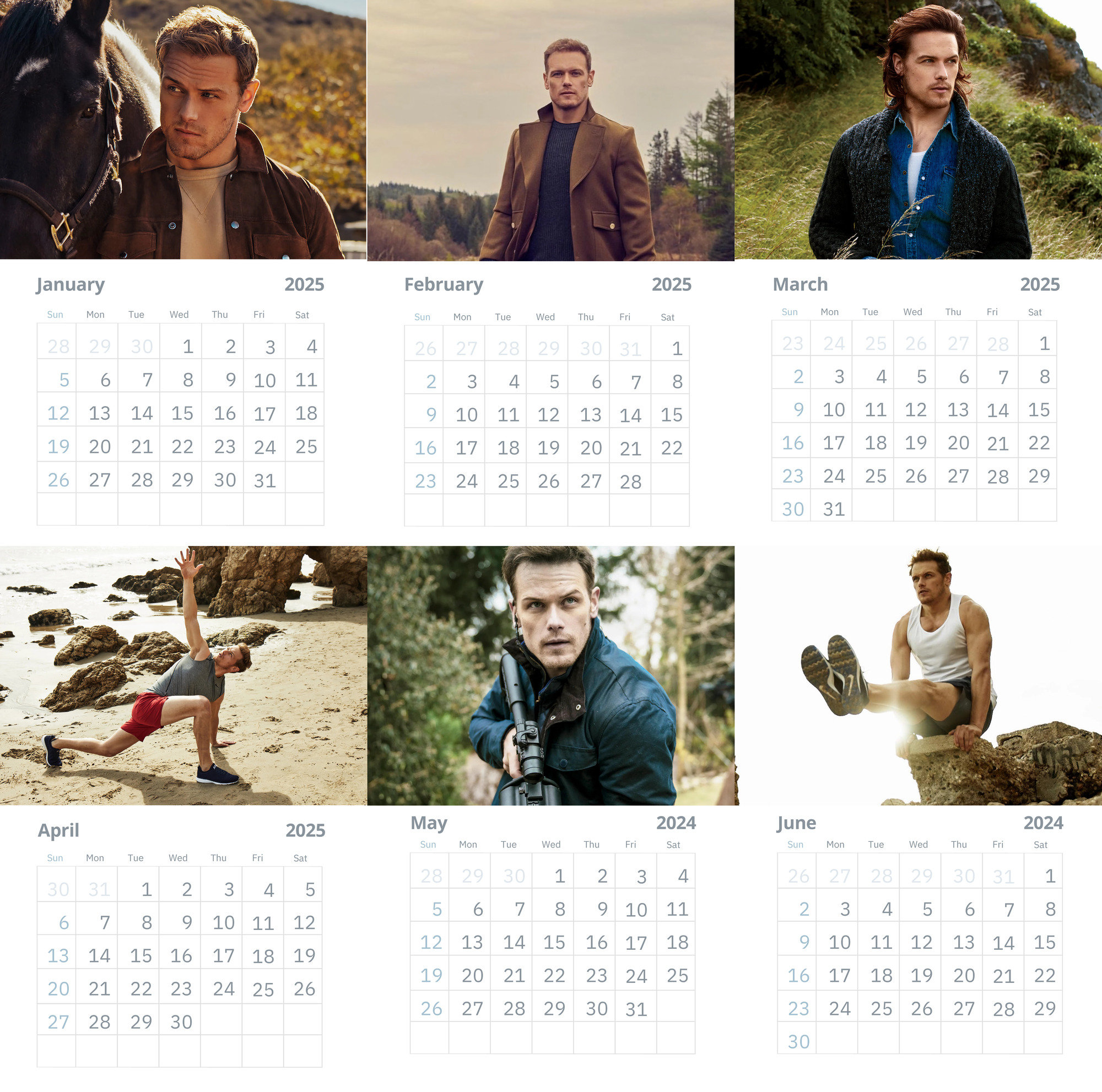 Sam Heughan Wall Calendar 2025 large Size Etsy