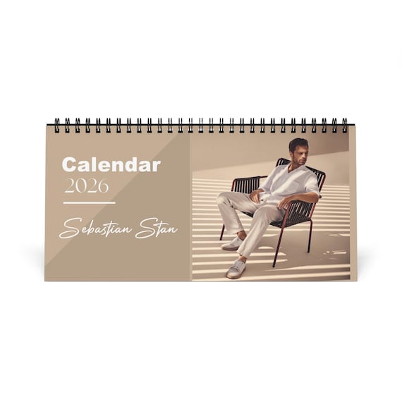 Sebastian Stan 2026 Desk Calendar | Actor Gift | Bucky Barnes Calendar | Office Decor