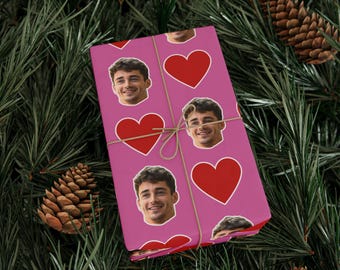 Charles Leclerc Pink Heart Wrapping Paper | F1 Fan Gift