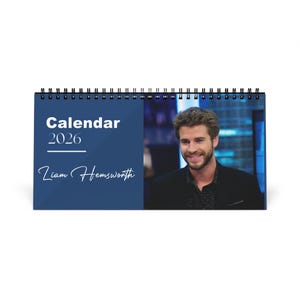 Liam Hemsworth 2026 Desk Calendar | Premium Spiral Bound Celebrity Photo Calendar | High-Quality Fan Gift & Desk Décor