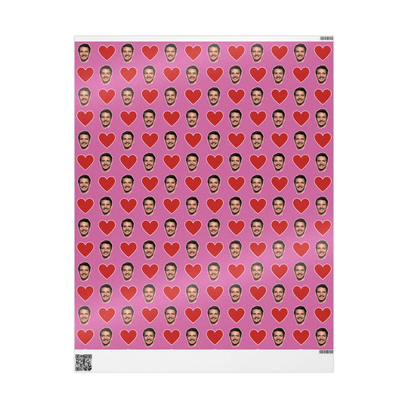 Pedro Pascal Pink Heart Gift Wrap Paper | Cute Actor Face Wrapping Paper | Fun Romantic Gift Wrap for Fans & Special Occasions image 9