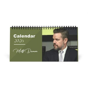 Matt Damon 2026 Desk Calendar | Premium Spiral Bound Celebrity Photo Calendar | High-Quality Fan Gift & Desk Décor