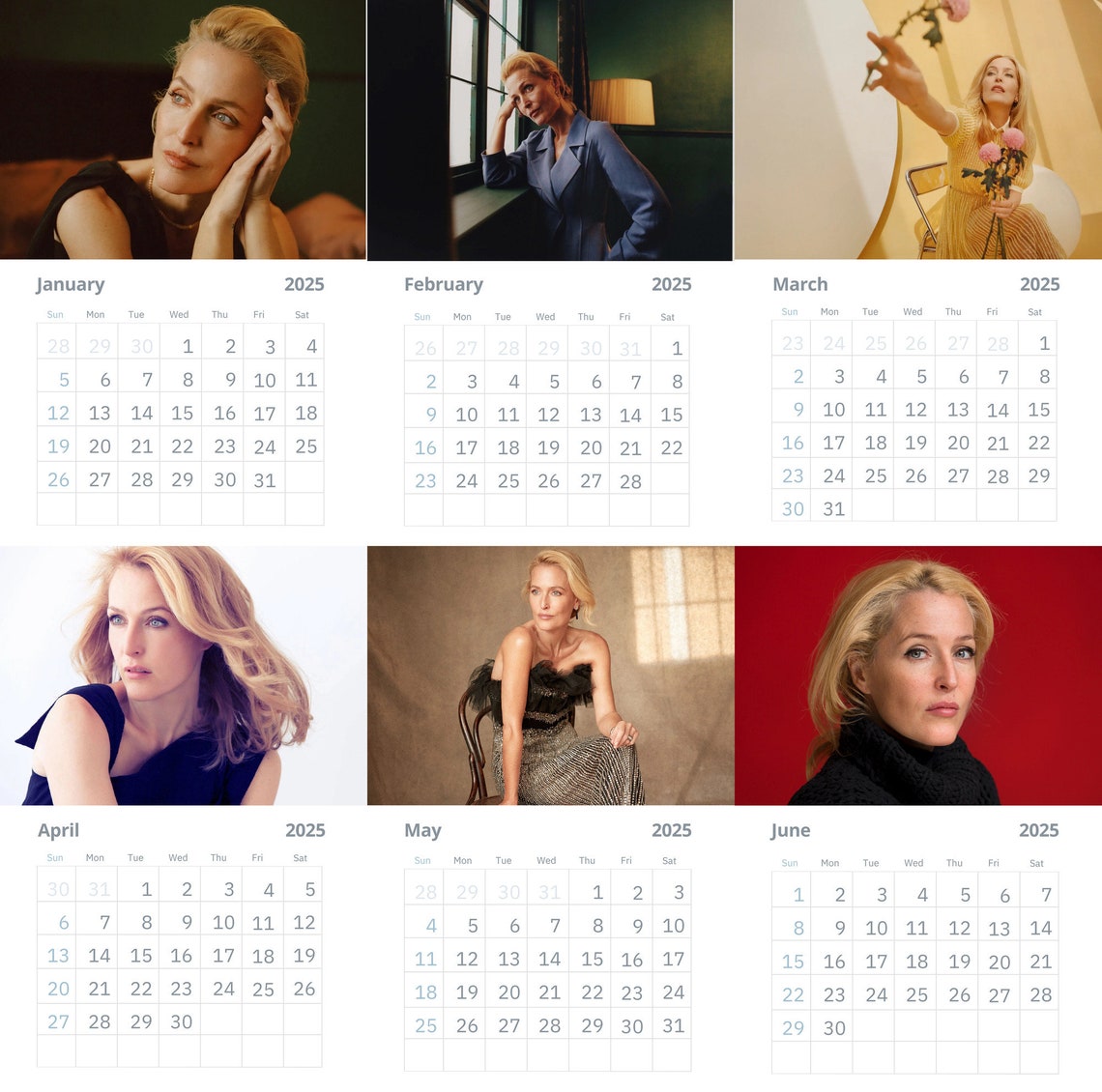 Gillian Anderson Wall Calendars large Size Etsy UK