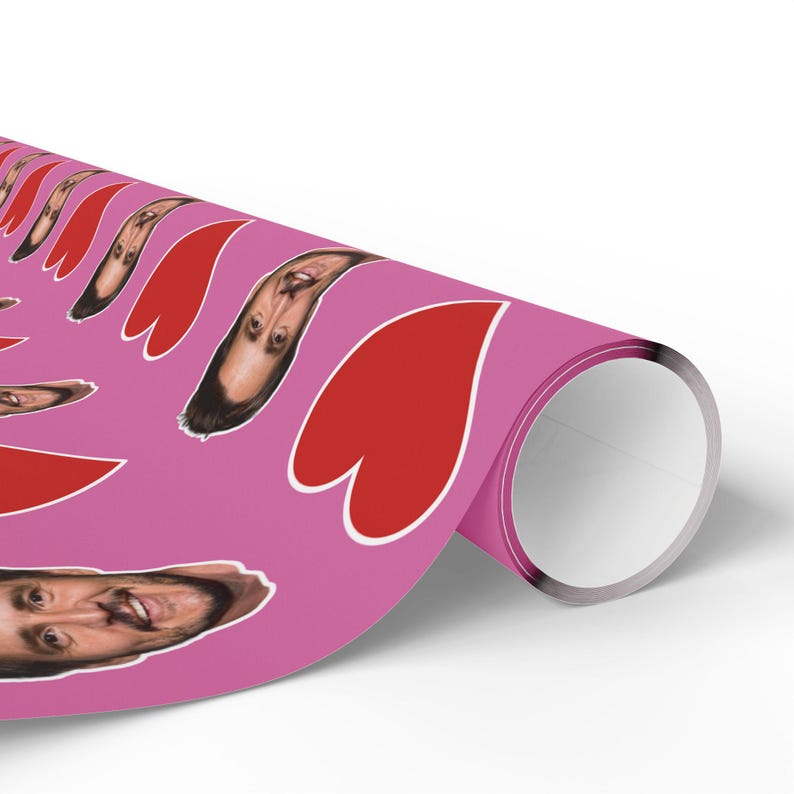 Pedro Pascal Pink Heart Gift Wrap Paper | Cute Actor Face Wrapping Paper | Fun Romantic Gift Wrap for Fans & Special Occasions image 6