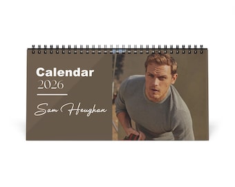 Sam Heughan 2026 Desk Calendar | Monthly Planner | Jamie Fraser Gift | Scottish Actor Memorabilia | Office Decor