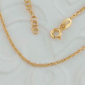 18K Gold Plated Chain Necklace, 925 Sterling Silver Dainty Force Chain Necklace, 18&quot; Chain with 2&quot; Extender, Paperclip Chain, Gift for Her