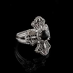 Black Onyx Silver Gothic Medieval Cross Ring 925 Sterling - Etsy