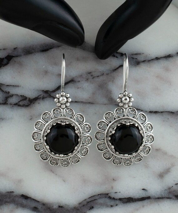 Orecchini Pendenti Ovali In Argento 925 Con Pietre Naturali - Onice, Perla, Pietra Di Luna, Ambra - Fatti A Mano Boho