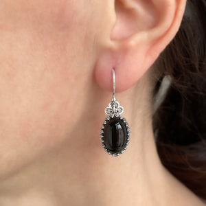 Black Onyx Drop Earrings In Sterling Silver - Foto 9