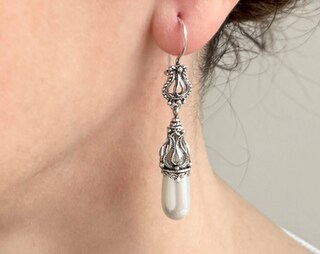 LOKILOKI Orecchini Pendenti Con Perle Barocche D'acqua Dolce 8-9mm - Argento Sterling 925 Fatto A Mano