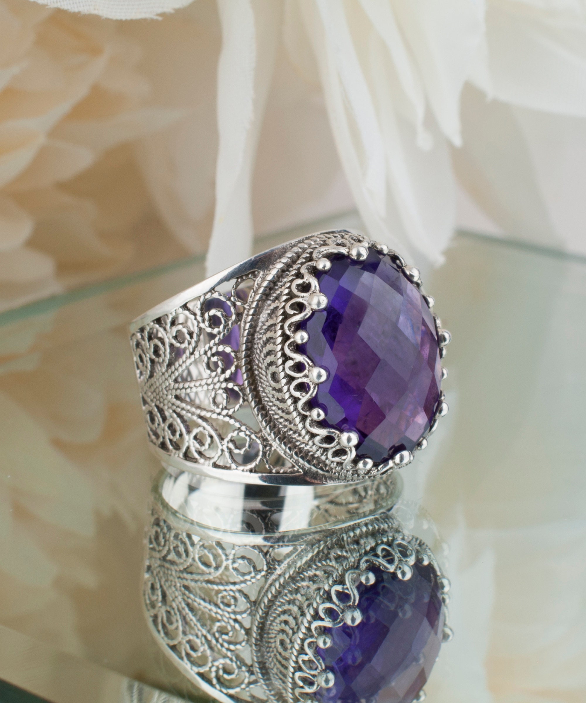 Bague En Argent Massif Avec Rubis Naturel Corindon - Taille 59, Pierre Ovale 17x13x6mm, 12 Carats - Fabriquée En France