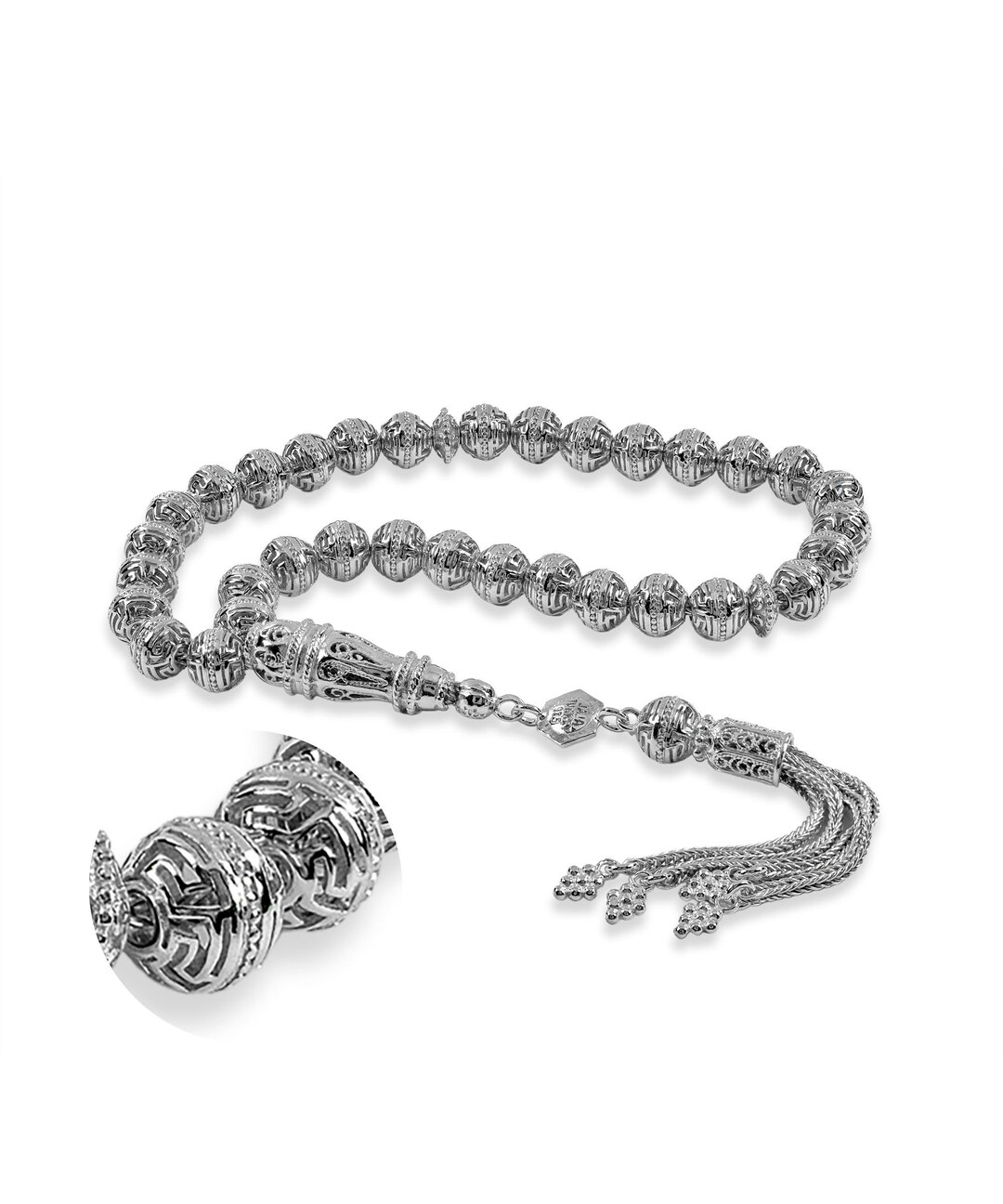 Filigree Key Silver Filigree Handmade Greek Key Meander Rosary, Tasbih, Misbaha ...