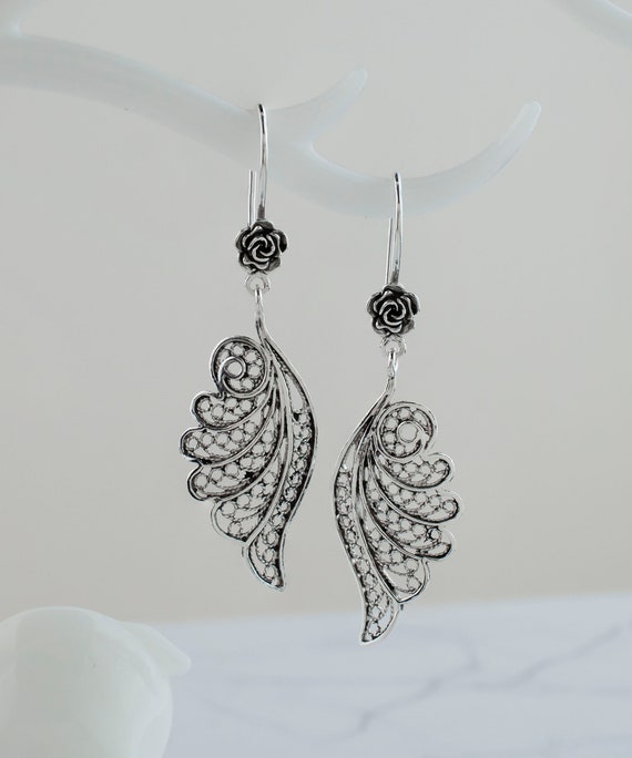 Fashion 925Sterling Solid Silver Jewelry Angel Dangle Earrings For Women E193 