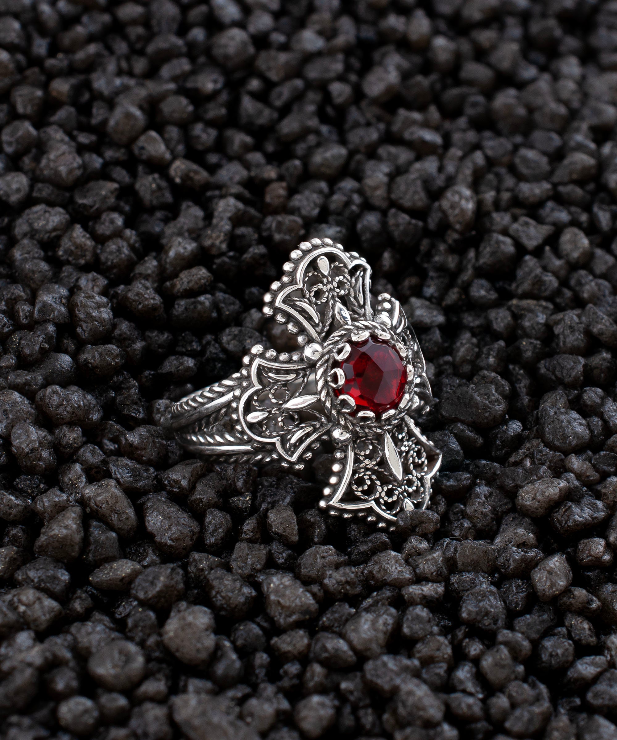 アクセサリー cvtvlist CROSS RING Cross/oval/black/onyx/925 Sterling Silver Ring/cross Ring