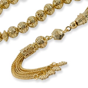 Gouden filigraan handgemaakte tasbeeh, tasbih, misbaha, moslimrozenkrans, sibha, tesbih, sterlingzilver gebed 7 mm 33 stuks ronde zorgkralen afbeelding 4