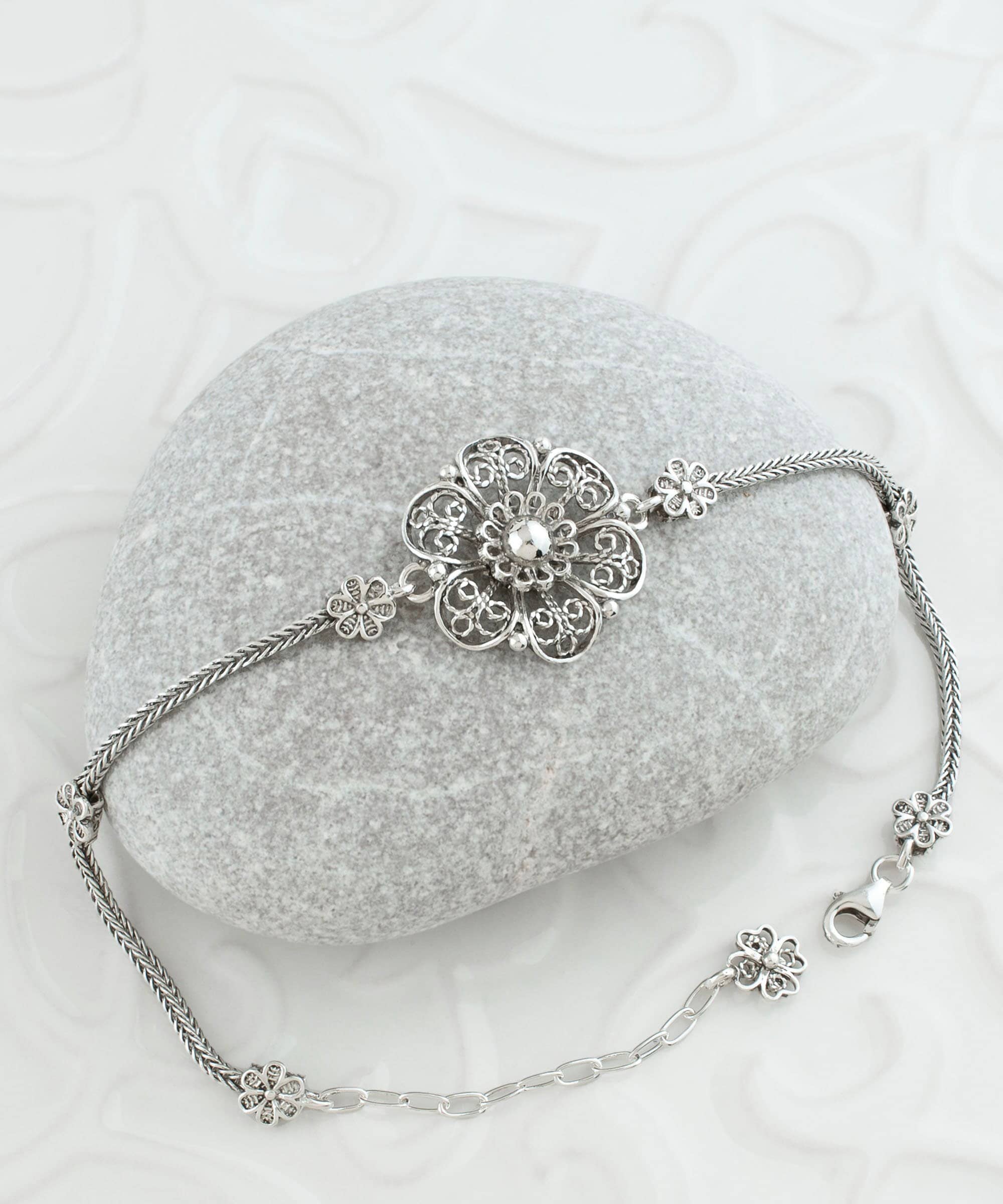 [wingbling] 925Silver☆LIA Daisy Silver Ball Bracelet Sterling Silver Daisy Link Initial Bracelet | Daisy