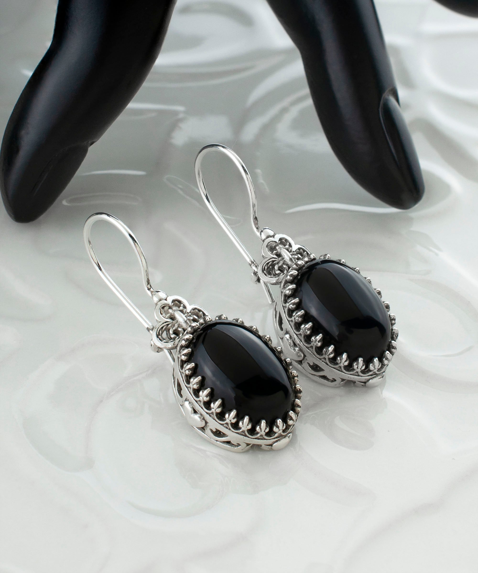Orecchini in Onice Nero per Donna Argento Sterling Pietra Nera Ciondola Orecchini a Monachella Goccia Gioielli Boho Regali per Ragazze (A Orecchini in Onice Nero per Donna Argento Sterling Pietra Nera Ciondola Orecchini a Monachella Goccia Gioielli Boho Regali per Ragazze (A
