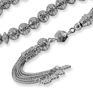 Gouden filigraan handgemaakte tasbeeh, tasbih, misbaha, moslimrozenkrans, sibha, tesbih, sterlingzilver gebed 7 mm 33 stuks ronde zorgkralen afbeelding 7