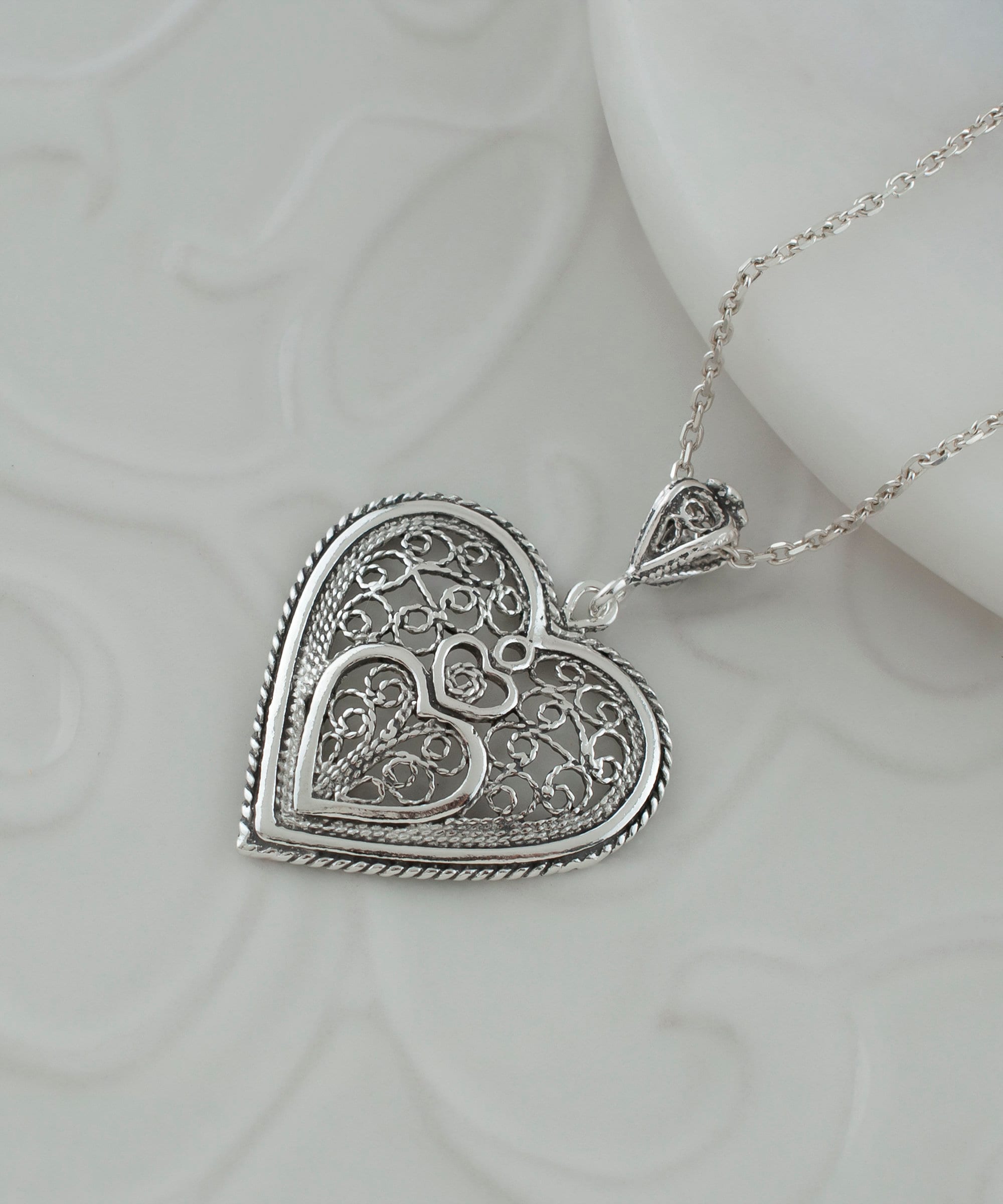 Silver Filigree Puffed Heart Charms With Loop Package of 3 Valentines Day  Charms or Pendants 