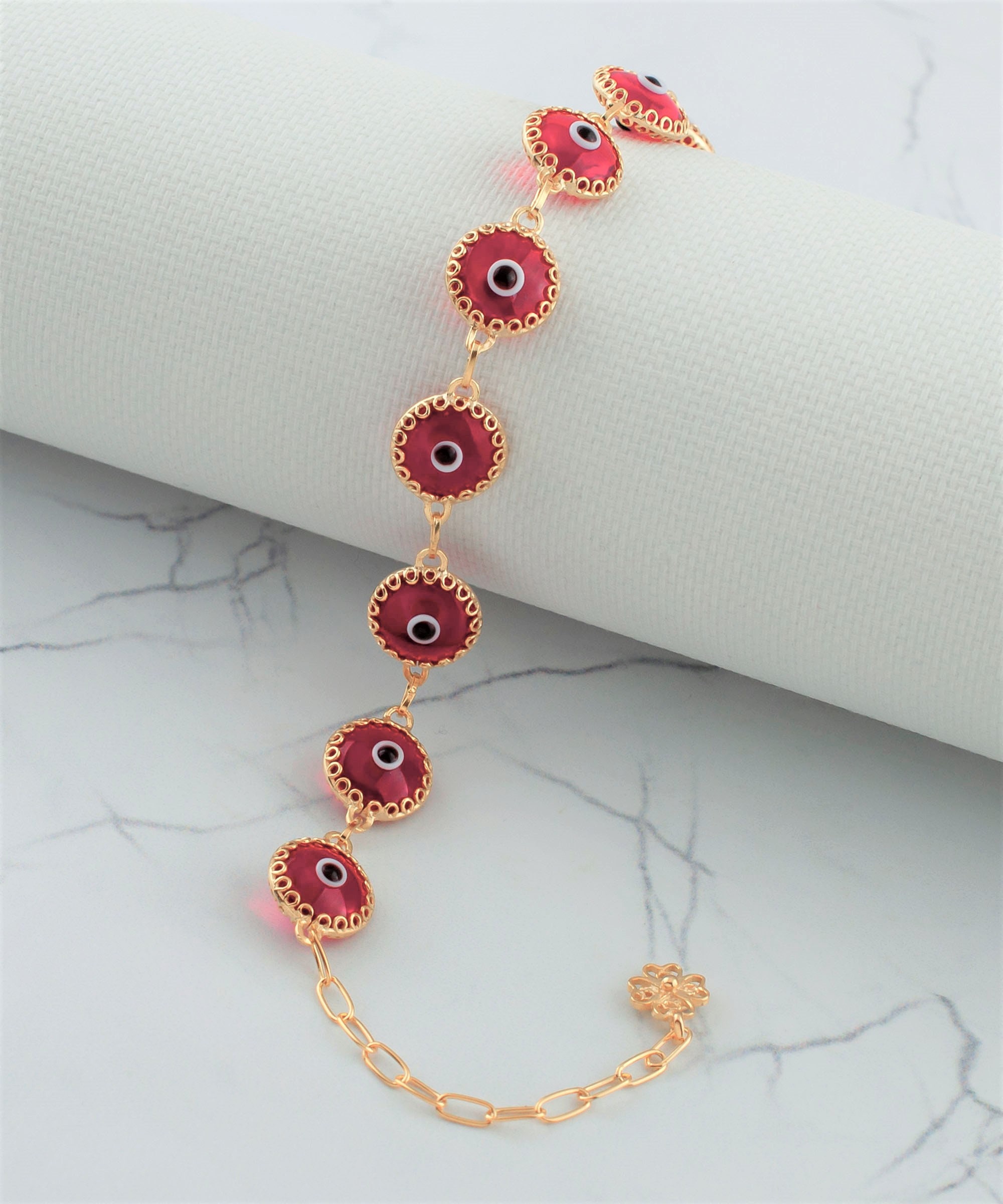 Braccialetti coordinati con cordino rosso per la famiglia, amuleto portafortuna - Italia