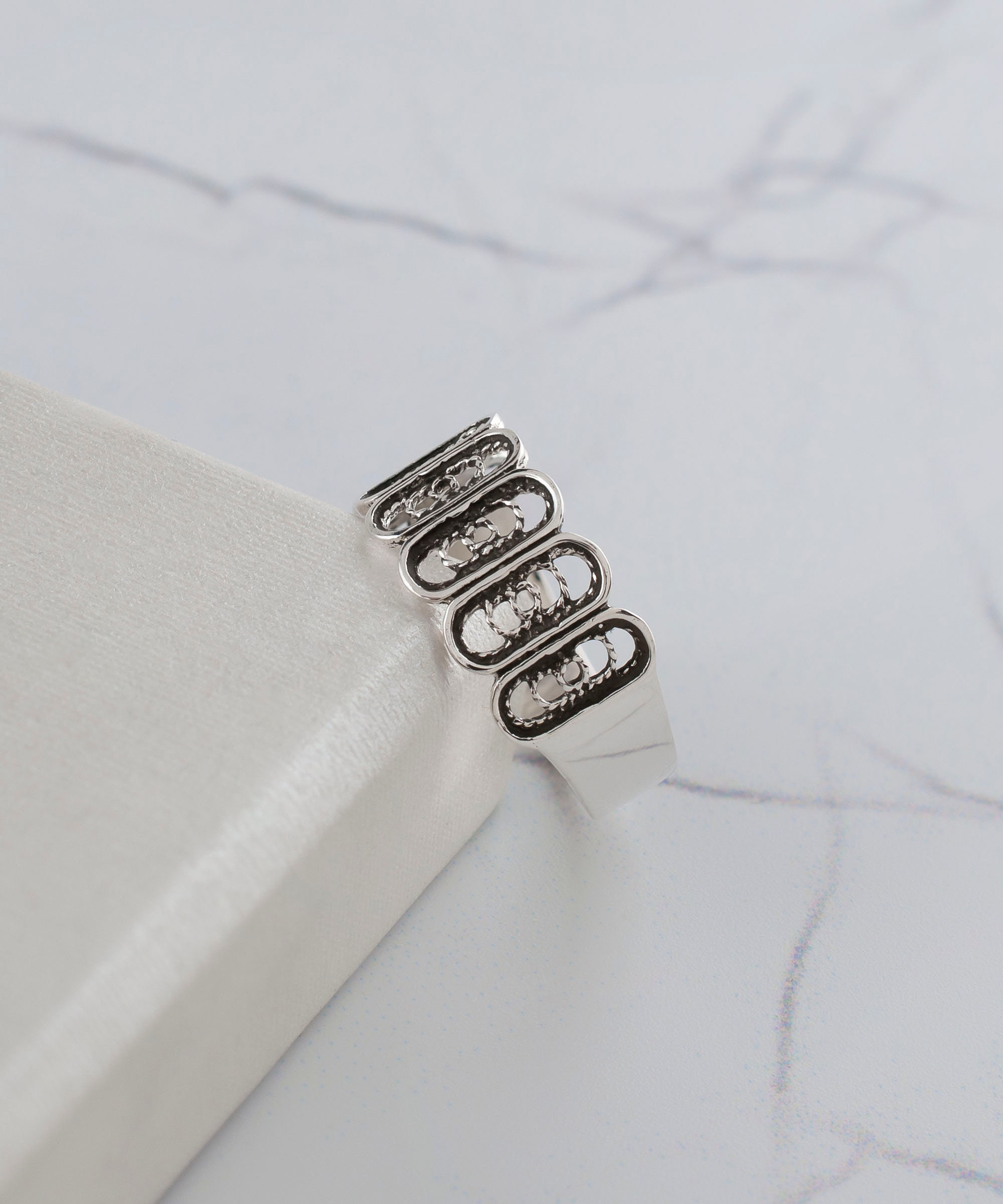 Unique Filigree Wirework Wide Band Sterling Silver Ring - Handcrafted, Sizes 5-13, Approx. 16mm Width - View #9