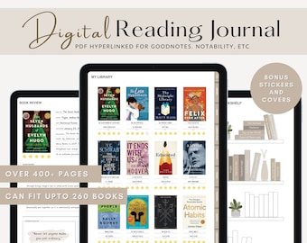 Digital Reading Journal | Digital Reading Planner | Minimalist Design, Book Review, Reading Log, Reading Tracker, Goodnotes 5, Notability