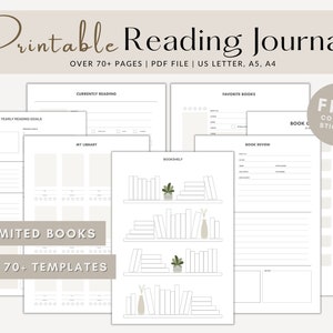 Printable Reading Journal | Minimal Reading Planner | Book Planner | Reading Tracker | Reading Log | Bookshelf | A4 A5 PDF Download |