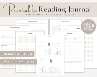 Printable Reading Journal | Minimal Reading Planner | Book Planner | Reading Tracker | Reading Log | Bookshelf | A4 A5 PDF Download |