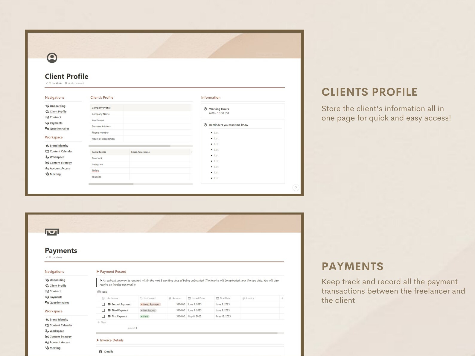 Notion Template Social Media Manager Planner Client Portal - Etsy