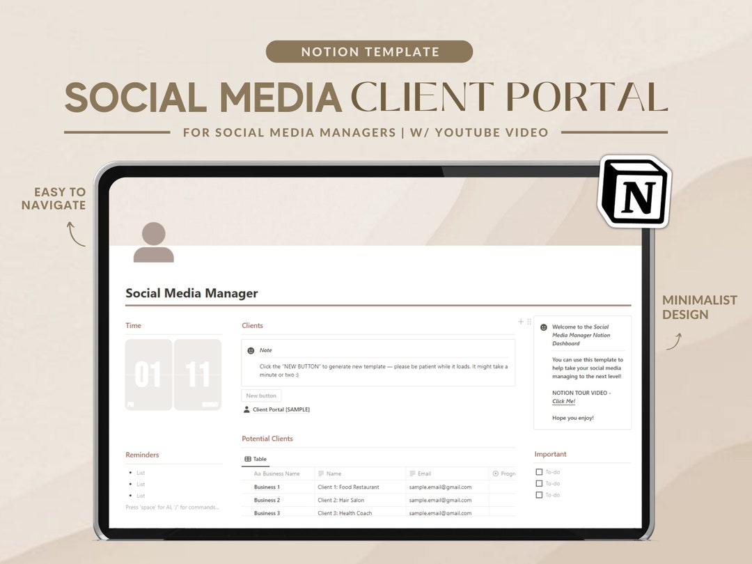 Notion Template Social Media Manager Planner Client Portal Notion Notion Template Social Media Manager Planner Client Portal Notion