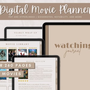 Digital Movie Planner | Movie Journal 2022 | Movie and Series Tracker | TV Series Review | Movie Log | Digital Movie Journal | Movie Review