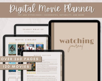Digital Movie Planner | Movie Journal 2022 | Movie and Series Tracker | TV Series Review | Movie Log | Digital Movie Journal | Movie Review
