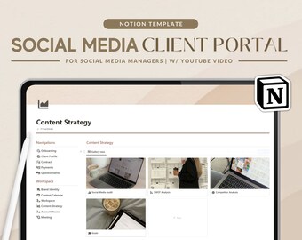 Notion Template Social Media Manager Planner | Client Portal, Notion Client Dashboard | Content Planner, Project Management for Freelancers