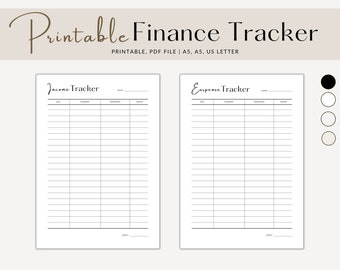 Inkomstentracker - Kostentracker | Inkomstenfinanciëntracker, uitgavenfinanciëntracker | Uitgaventracker, uitgavenplanner | A4, A5, Amerikaanse brief