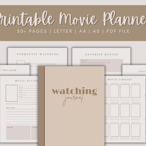 Printable Movie Planner | Movie Journal 2022 | Movie and Series Tracker | TV Series Review | Movie Log | PDF Movie Journal | Movie Review