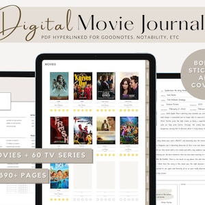 Digital Movie Journal | Movie Tracker and TV Show Tracker | Movie Planner, TV Show Planner | Movie Log for Goodnotes | Minimal Journal