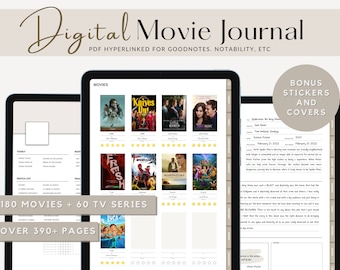 Digital Movie Journal | Movie Tracker and TV Show Tracker | Movie Planner, TV Show Planner | Movie Log for Goodnotes | Minimal Journal